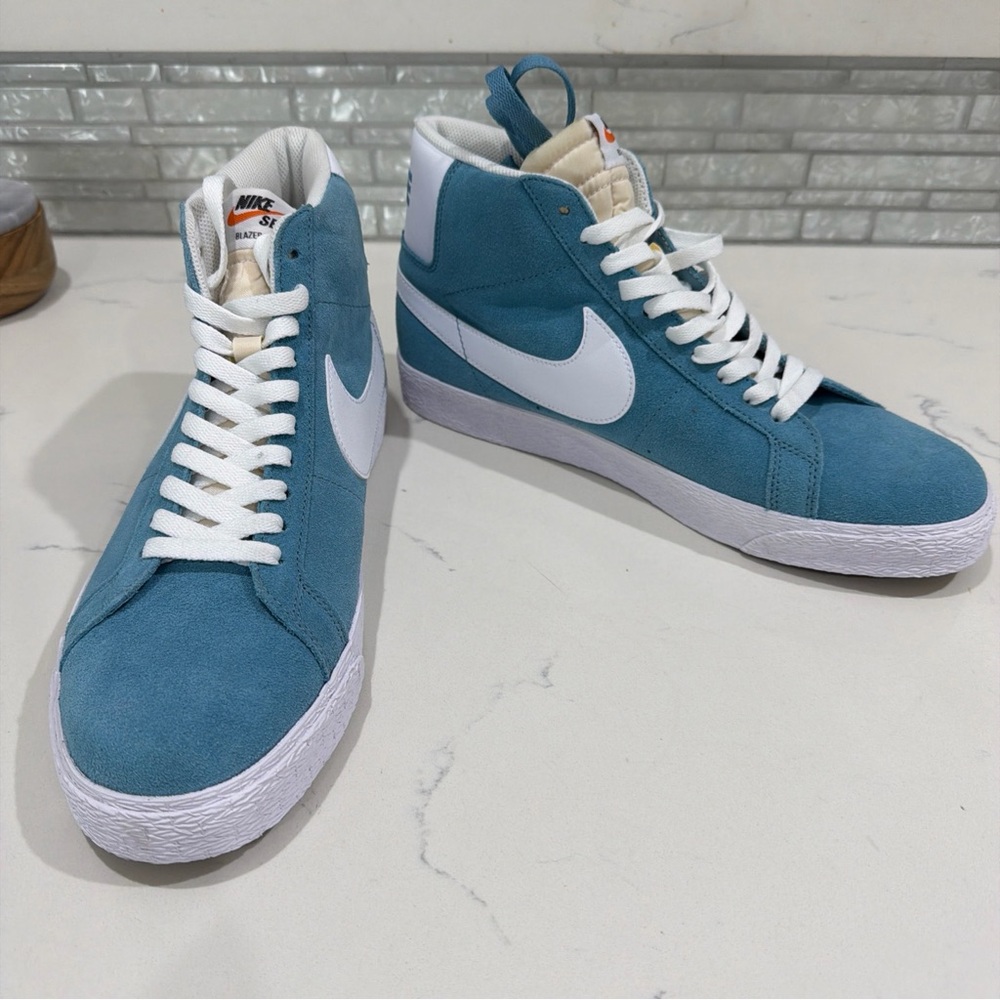 Nike SB Zoom Blazer Teal and White High-Top Sneakers